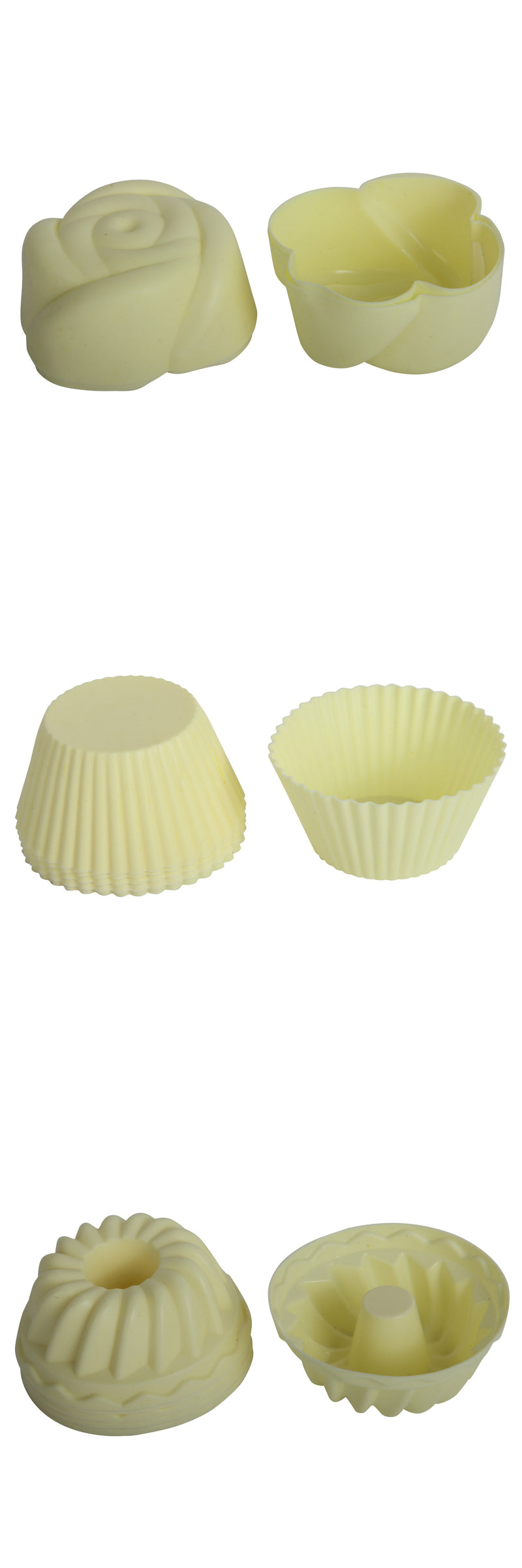Silicone Reusable Muffin Cupcake Mould Cases. 18 Pcs. Rose, Pumpkin, Round Style.