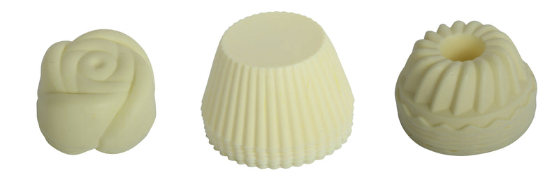 Silicone Reusable Muffin Cupcake Mould Cases. 18 Pcs. Rose, Pumpkin, Round Style.